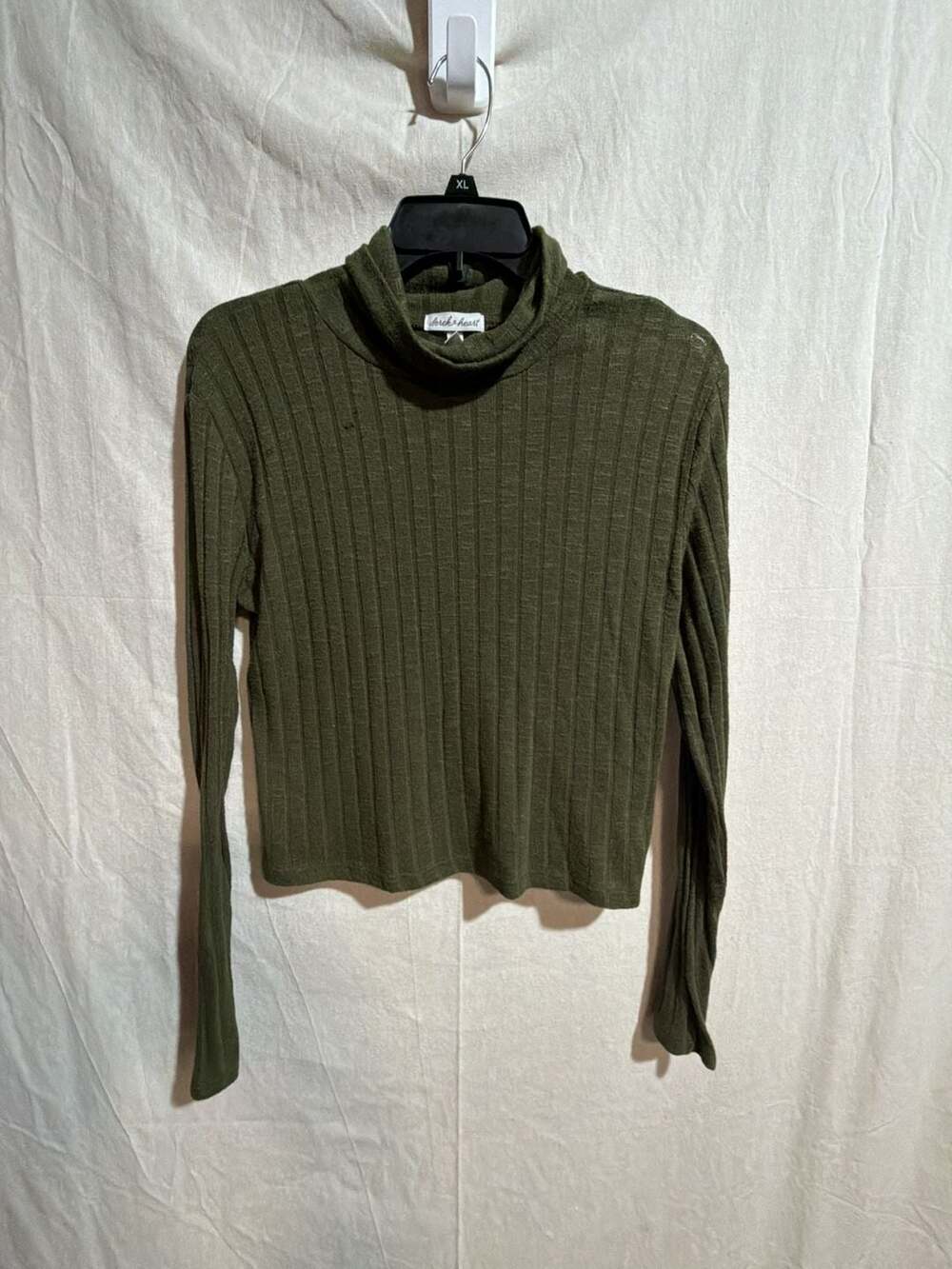 Derek Heart Olive Green Ribbed Long Sleeve Turtleneck Sweater Size L